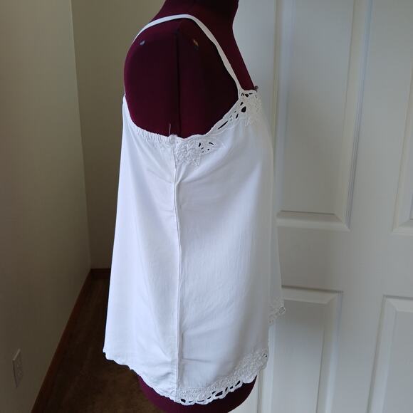 Marcia & Me white lacy camisole blouse XL tank top beaded embroidered cutout - Picture 4 of 13